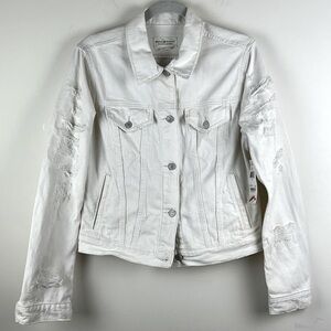 Ralph Lauren Denim & Supply | Ivory Distressed Denim Trucker Jacket | M